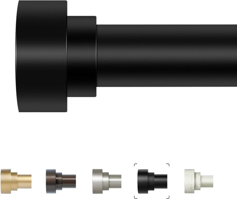 hei! dear Black Curtain Rods for Windows 66 to 120Inch(5.5-10ft),1 Inch Diameter Heavy Duty Curtain Rods,Adjustable Modern Decorative Drapery Rod,Telescoping Window Curtains Rod 36-120",Matte Black - Image 1